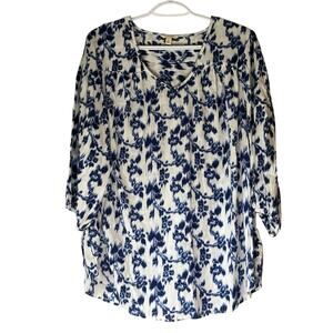 Sonoma Blue & White 3/4 Sleeve Blouse Size 1X